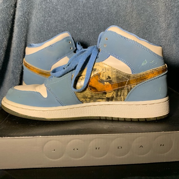 Air Jordan 1 Retro Alpha White University Blue 2007 7Y - Picture 10 of 16